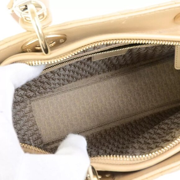 CHRISTIAN DIOR Lady Cannage 2Way Shoulder Hand Tote Bag Leather Beige 689RK841 - Picture 14 of 14